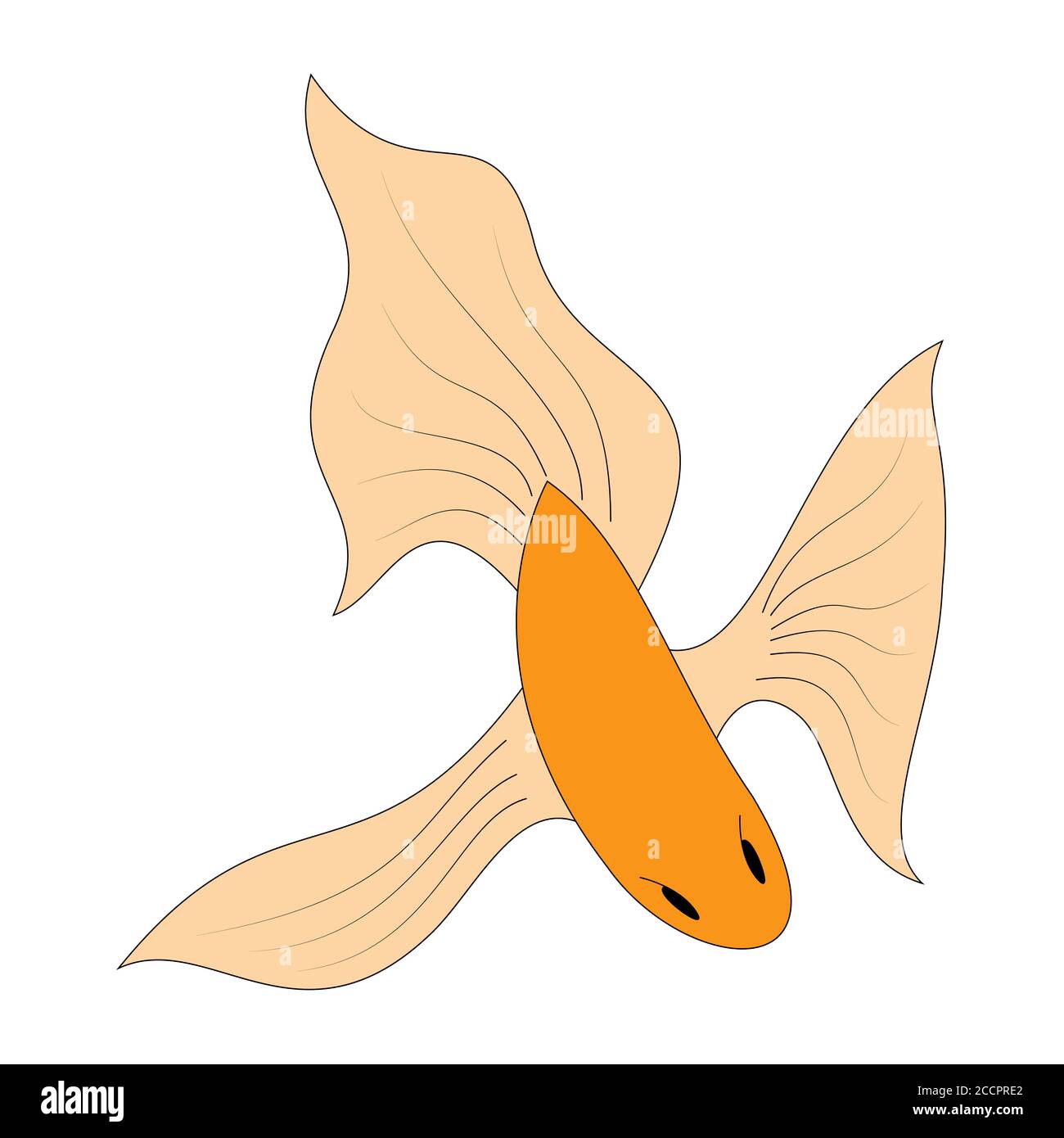 Cartoon color goldfish outline. Vector color illustration isolated on white background. Decoration for greeting cards, posters, flyers, prints for clo Stock Vector