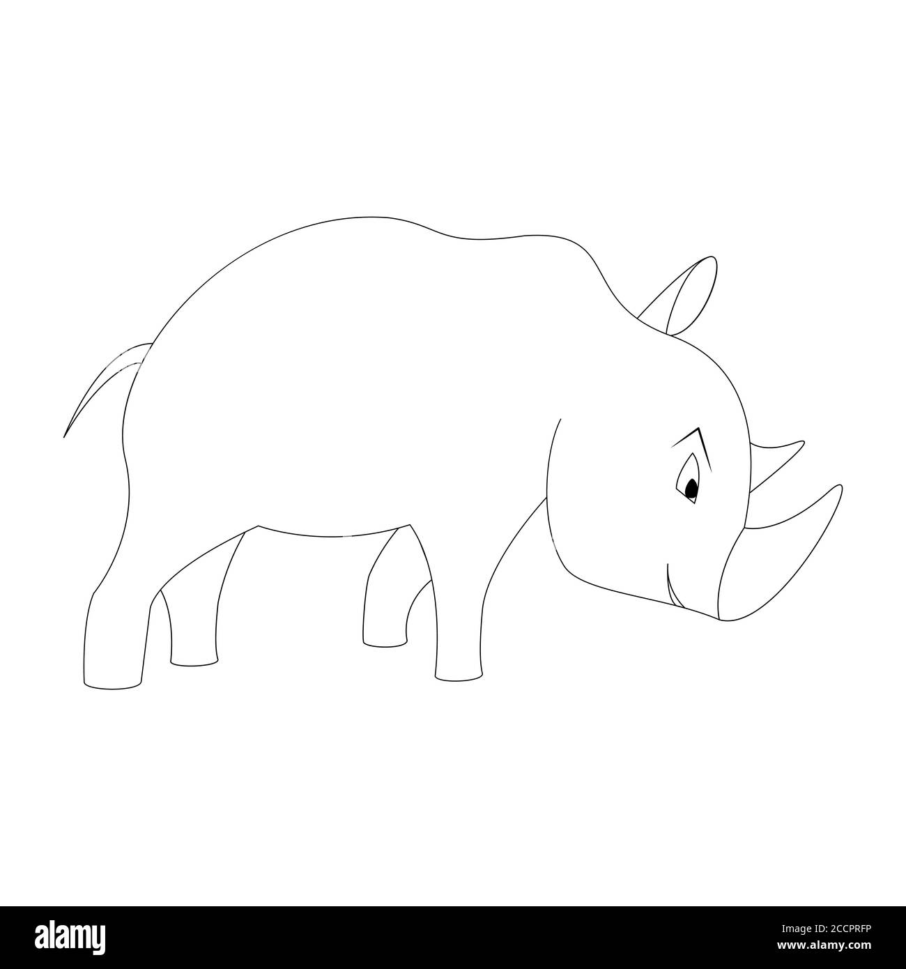 Cartoon rhinoceros outline. Vector illustration isolated on white background. Decoration for greeting cards, posters, flyers, prints for clothes. Stock Vector