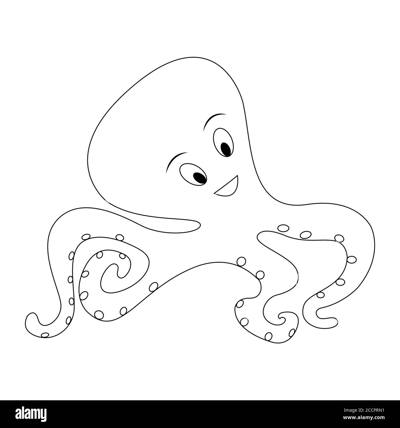 Cartoon octopus outline. Vector illustration isolated on white background.  Decoration for greeting cards, posters, flyers, prints for clothes Stock  Vector Image & Art - Alamy