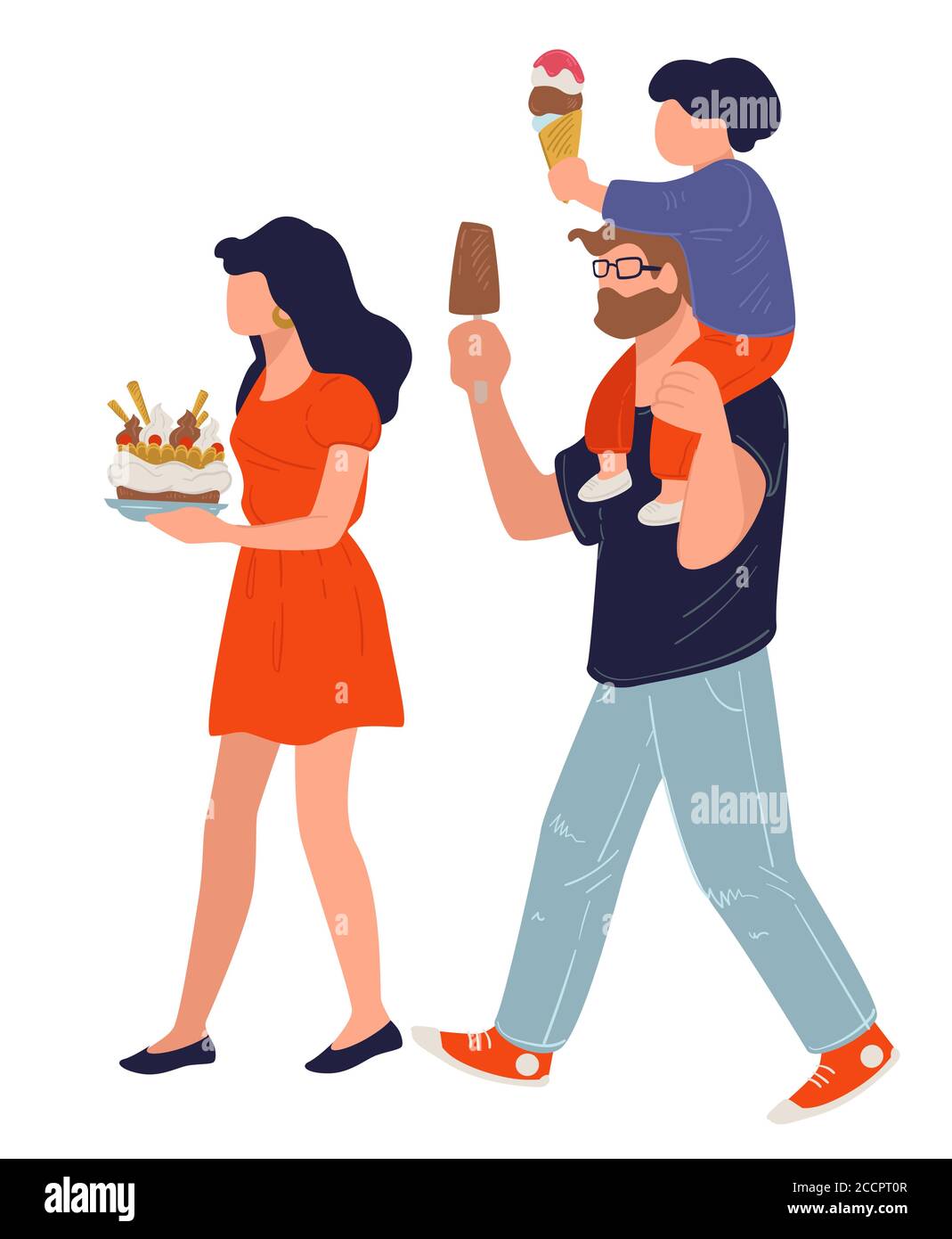 Family of mom, dad and son eating ice cream Stock Vector Image & Art