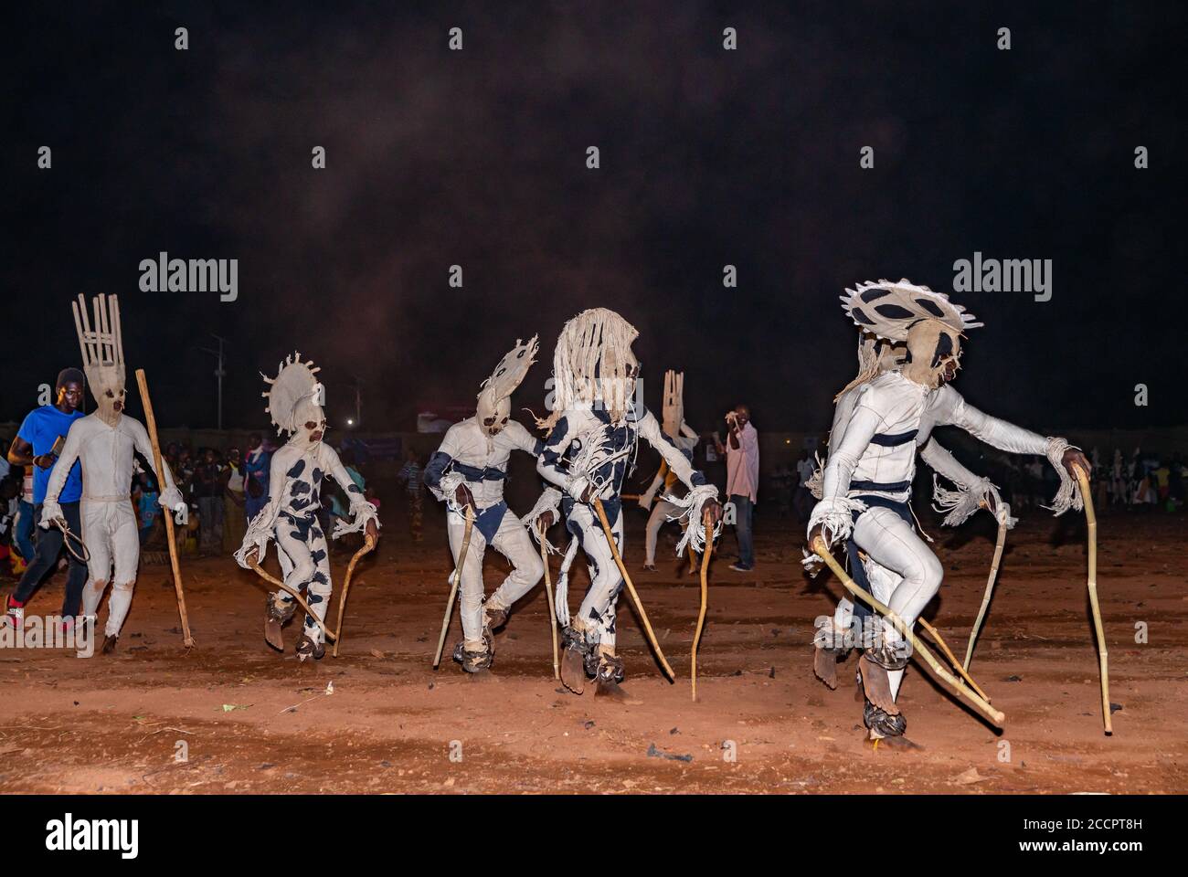 Night Masks Dance at Festima Festival in Dedougou, Burkina Faso Stock