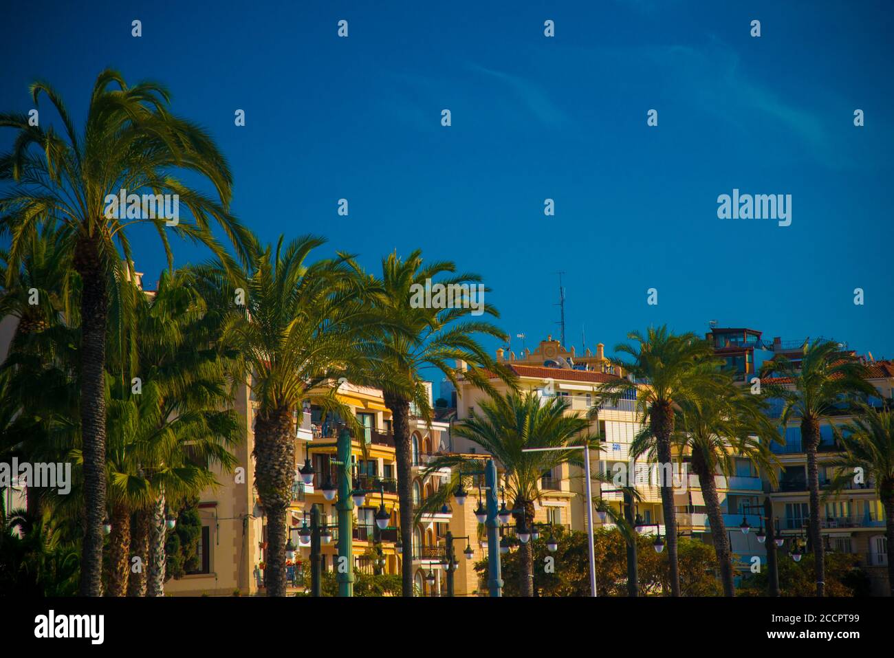 Spanish Beach Resort In Barcelona Spain Sitges Area Is Known As A Beach Resort Town Stock Photo Alamy alamy