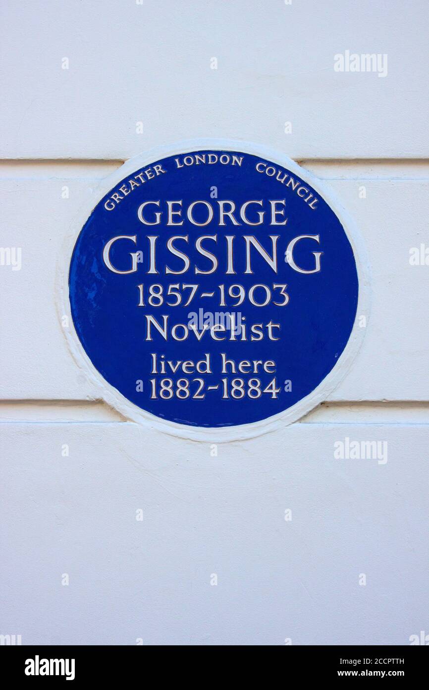 George Gissing, novelist, Blue Plaque, Chelsea, London Stock Photo