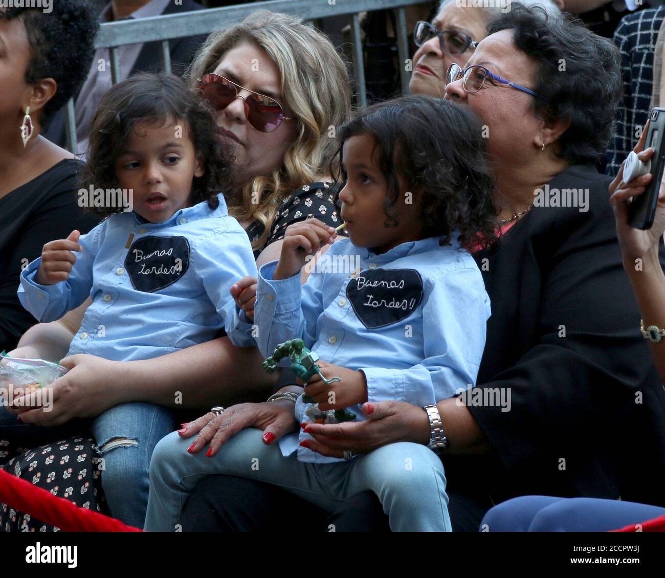 LOS ANGELES - MAY 3:  Zoe Saldanas Twins at the Zoe Saldana Star Ceremony  on the Hollywood Walk of Fame on May 3, 2018 in Los Angeles, CA Stock Photo