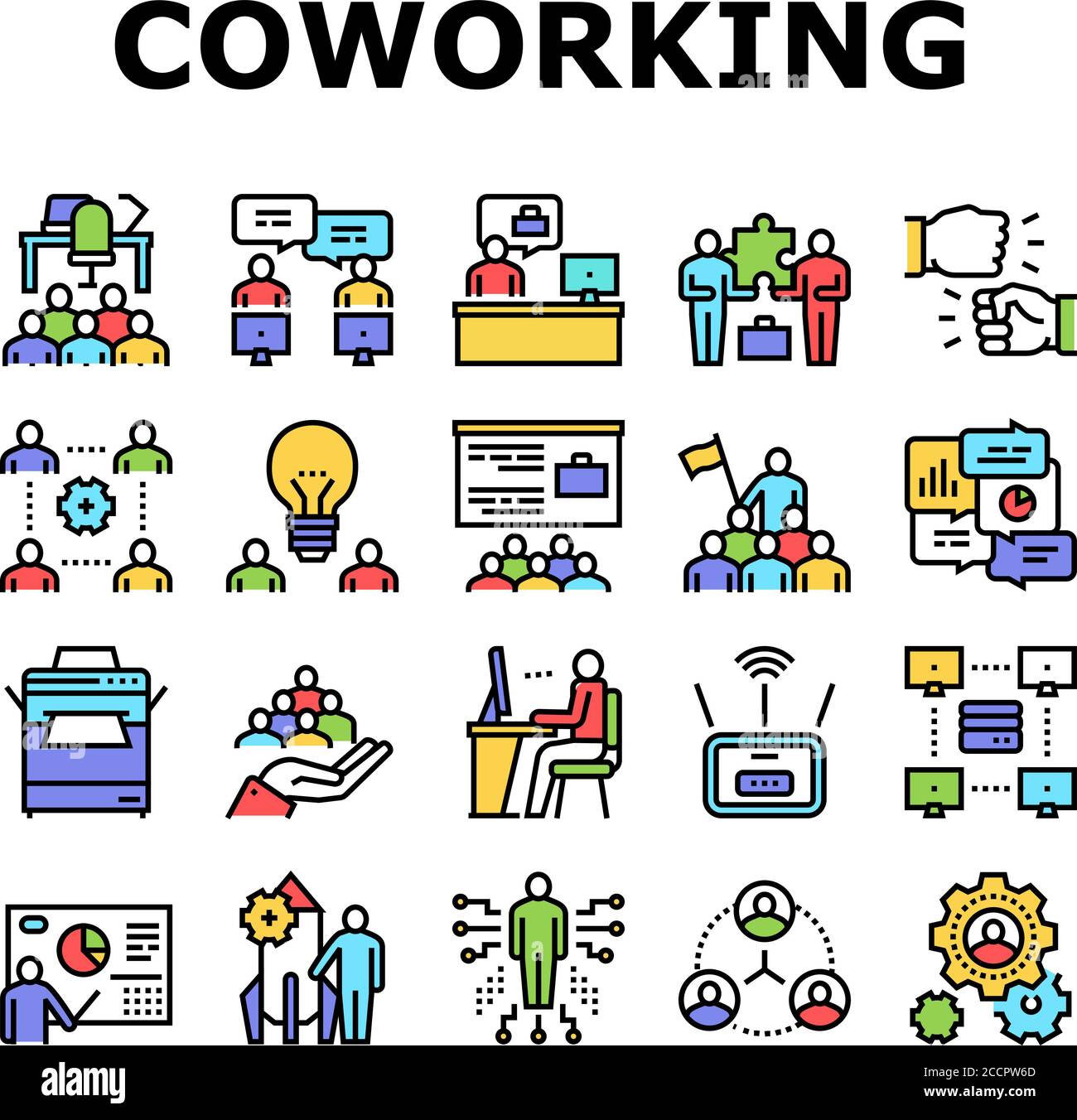 Coworking Service Collection Icons Set Vector Stock Vector Image & Art ...
