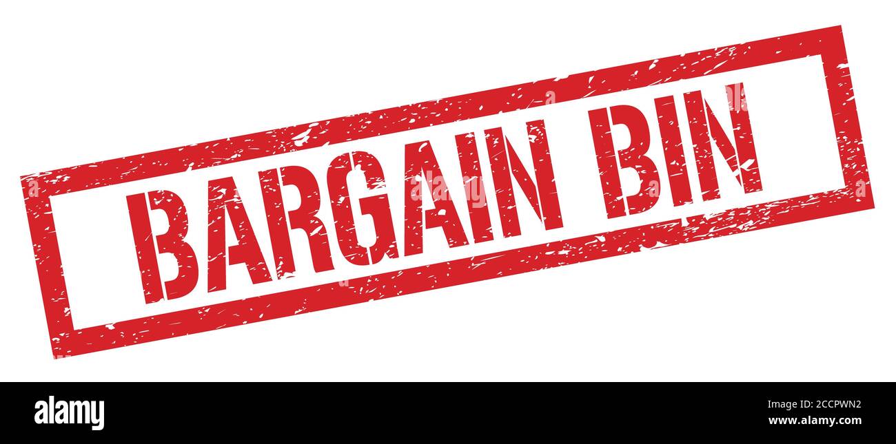 BARGAIN BIN red grungy rectangle stamp sign. Stock Photo