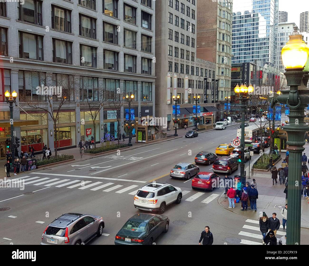 Chicago city street scene, Chicago Illinois, United States Stock Photo