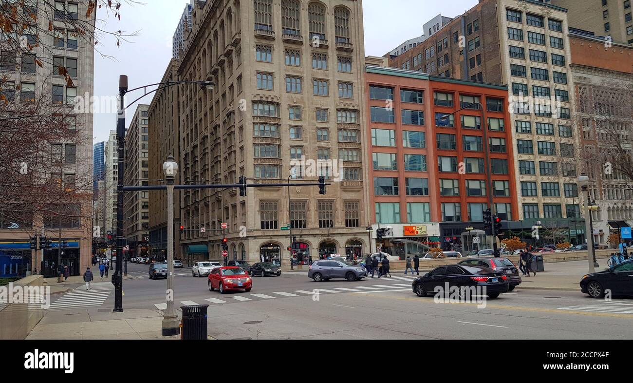 Chicago City intersection, corner of E Monroe Street & S Michigan