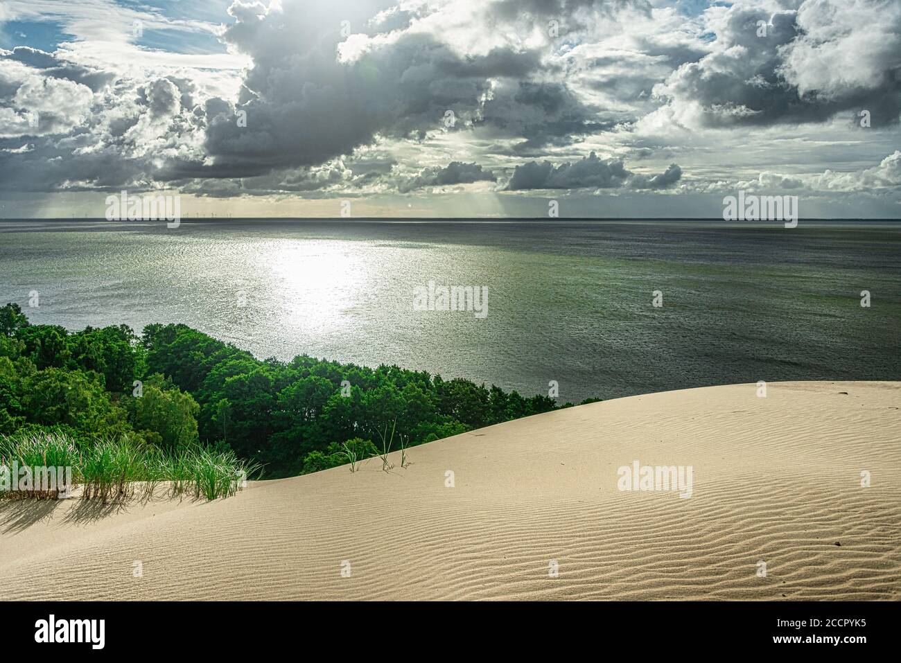 Panoramic View of the Gray Dunes at Curonian Spit near  Nida, Neringa, lithuania Stock Photo