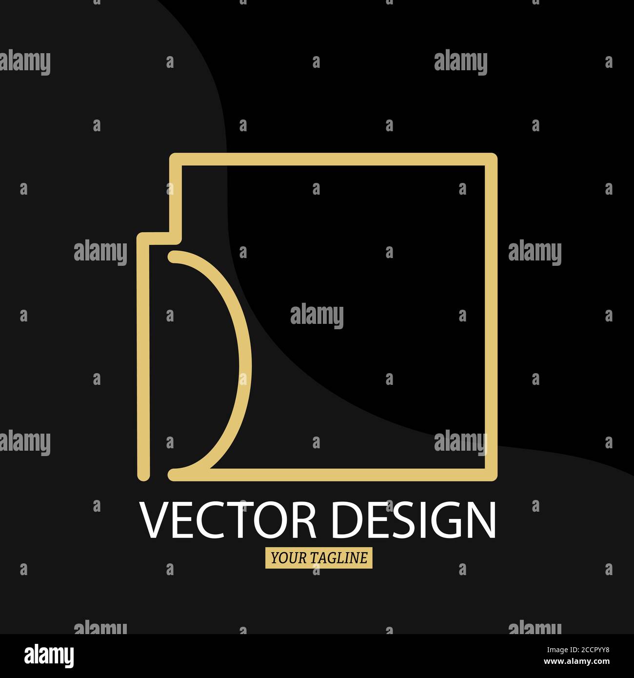 Stylized letter R with a square frame. Vector template for logo ...