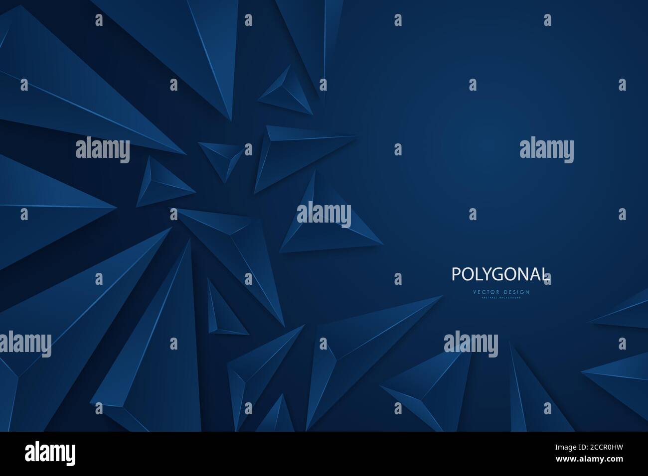 Abstract background with 3d triangles dark blue modern design. Stock Vector