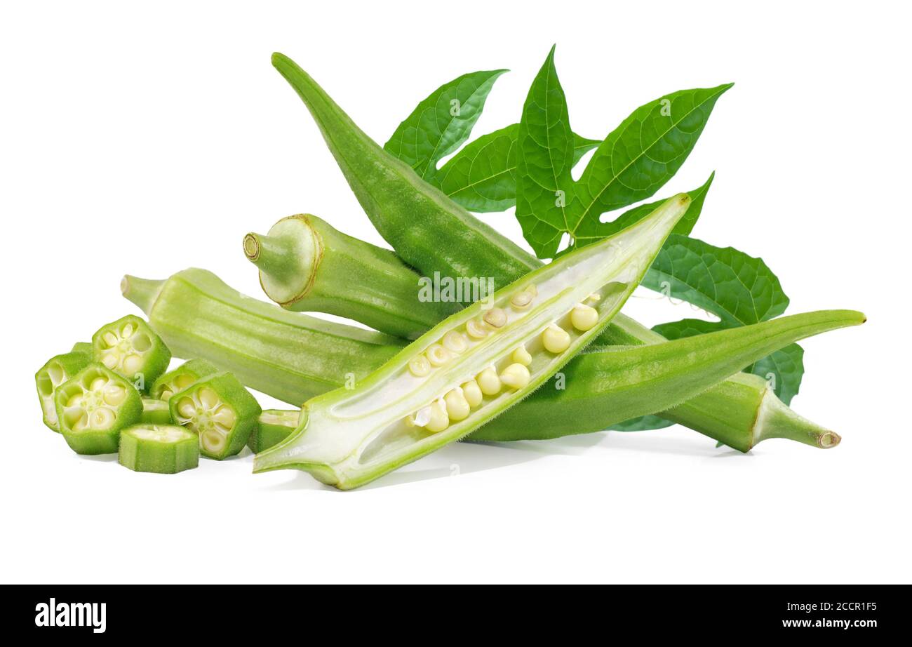 Fresh okra cut out with isolated background Stock Photo Alamy