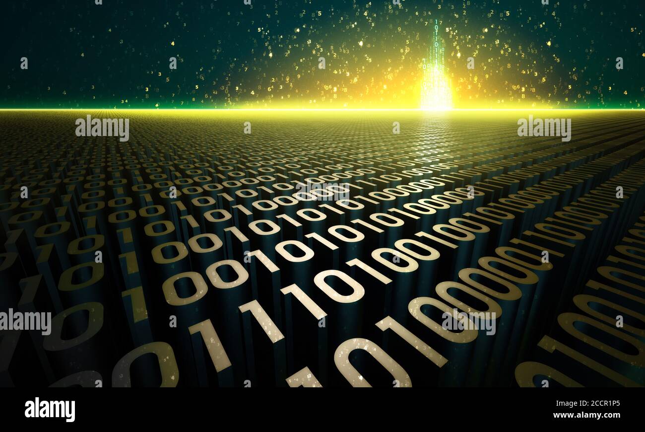 a fantastic golden castle in binary digital space Stock Photo - Alamy