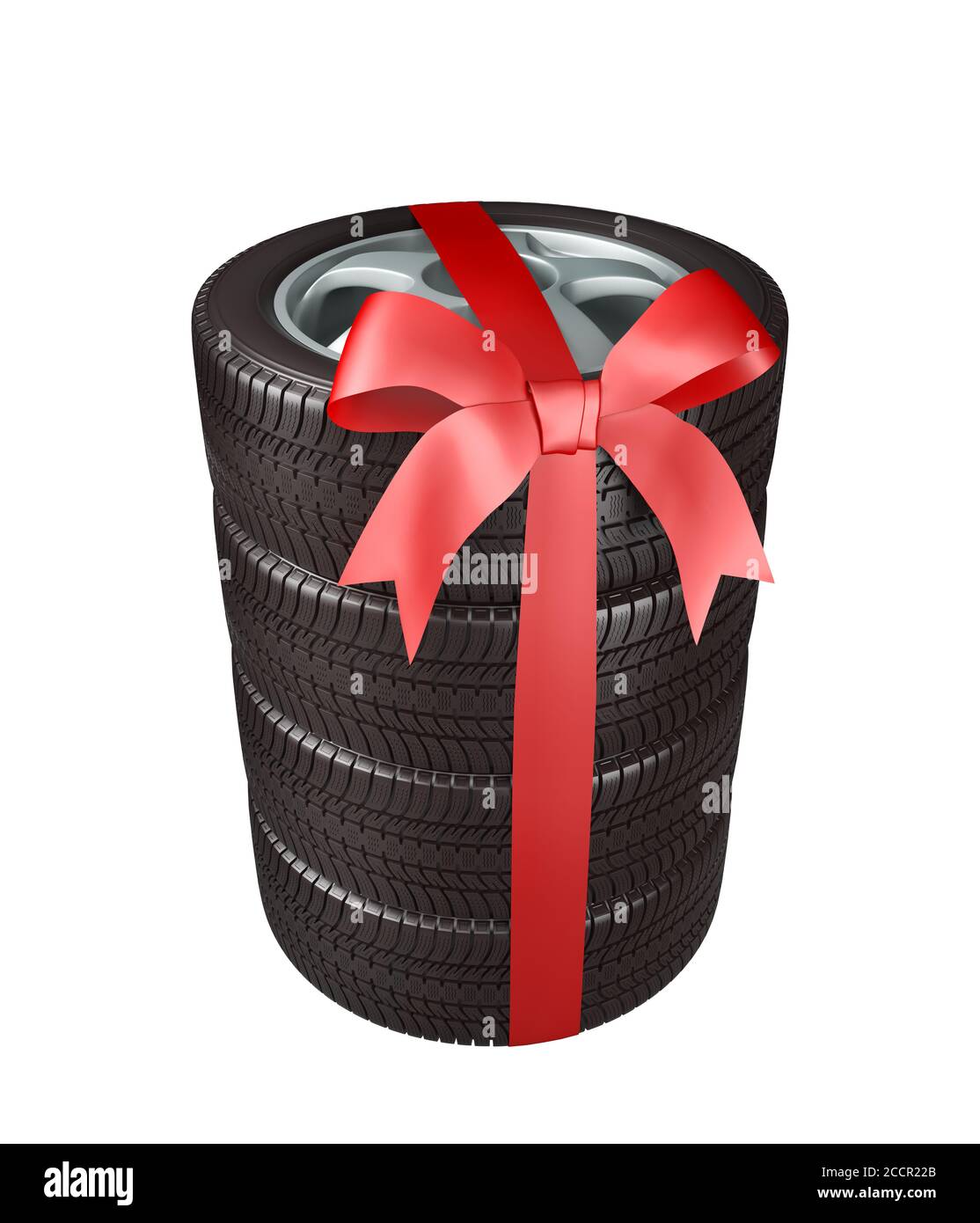 tyres as a gift on white background Stock Photo - Alamy