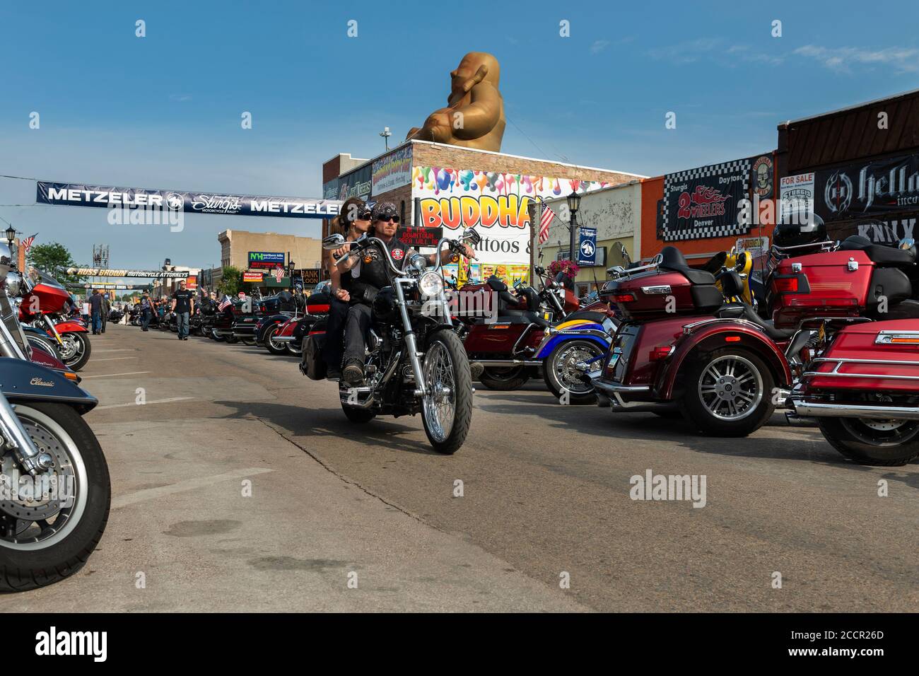 Sturgis, South Dakota August 8, 2014 A byker riding his chopper