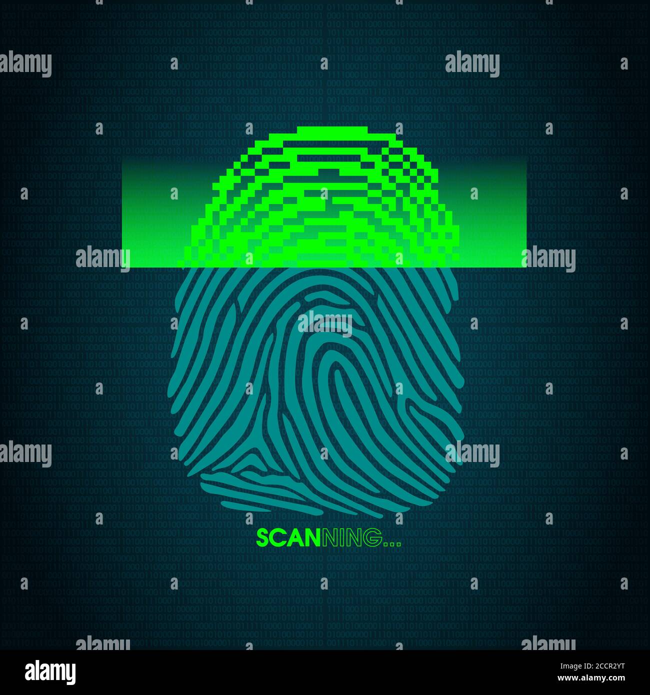 The process of fingerprint scanning digital security system. The