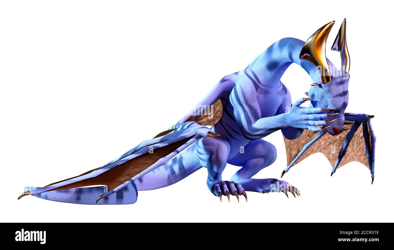 3D rendering of a fantasy dragon isolated on white background Stock ...