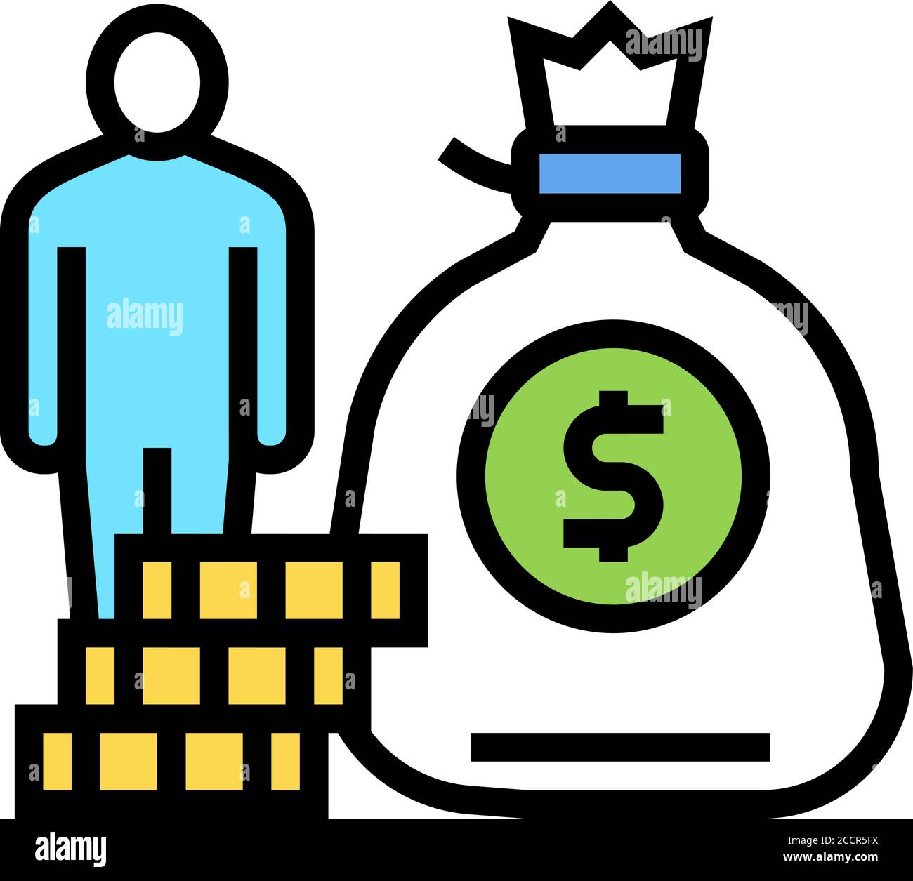 human money bag and coin heap color icon vector illustration Stock ...