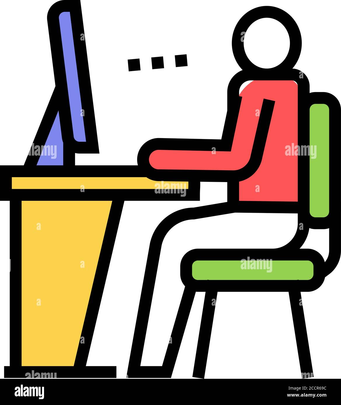 employee looking on computer screen color icon vector illustration ...