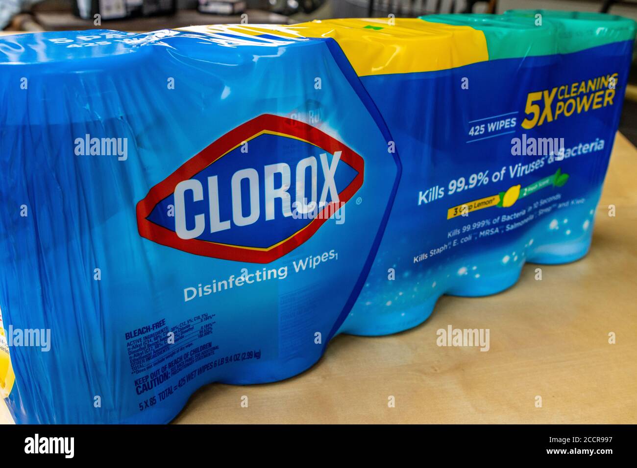 A large pack from Costco ofClorox disninfecting wipes an essential product during the Covid 19 Pandemic Stock Photo