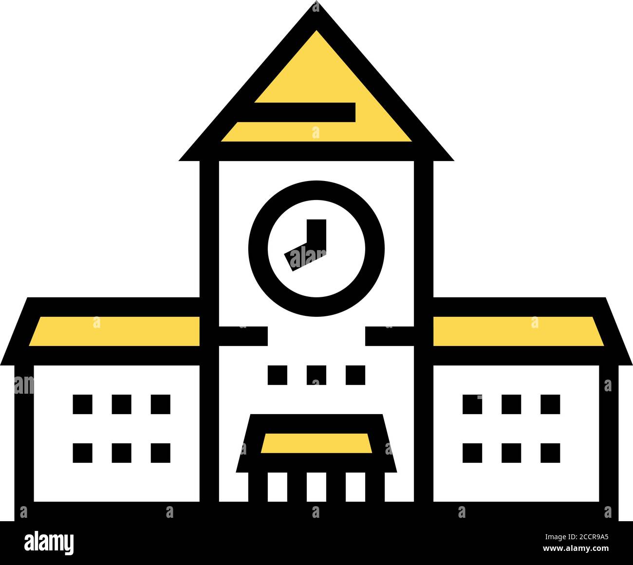 railway station building with clock color icon vector illustration ...