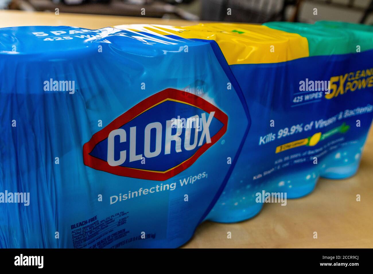 A large pack from Costco ofClorox disninfecting wipes an essential product during the Covid 19 Pandemic Stock Photo