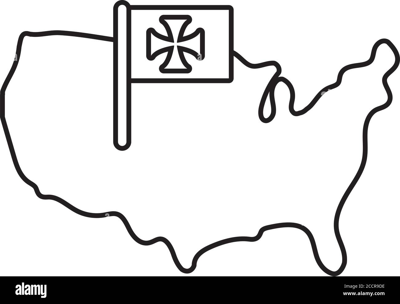 united states of america map with flag columbus day line style vector  illustration design Stock Vector Image & Art - Alamy
