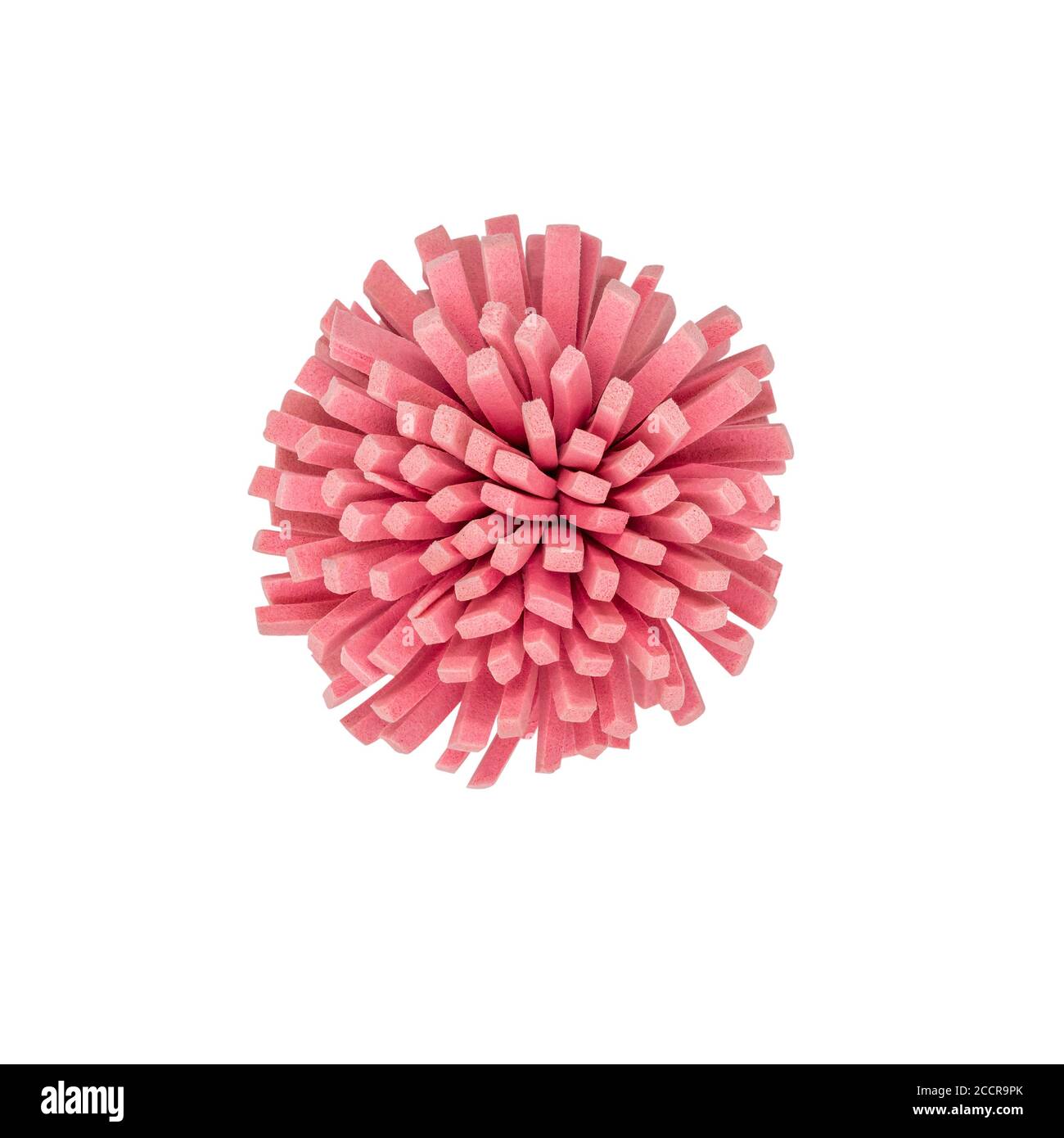 Abstract pink round with soft spikes foam ball isolated on white ...