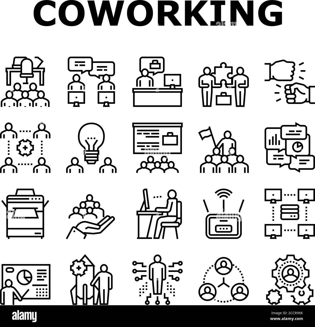 Coworking Service Collection Icons Set Vector Stock Vector Image & Art ...