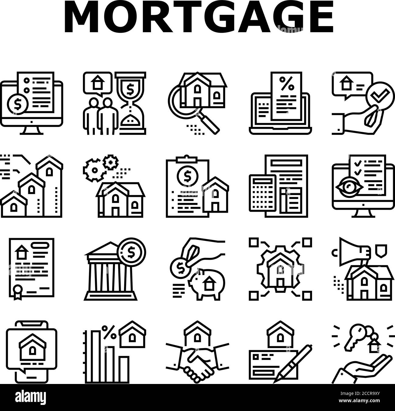 Mortgage Real Estate Collection Icons Set Vector Stock Vector Image ...