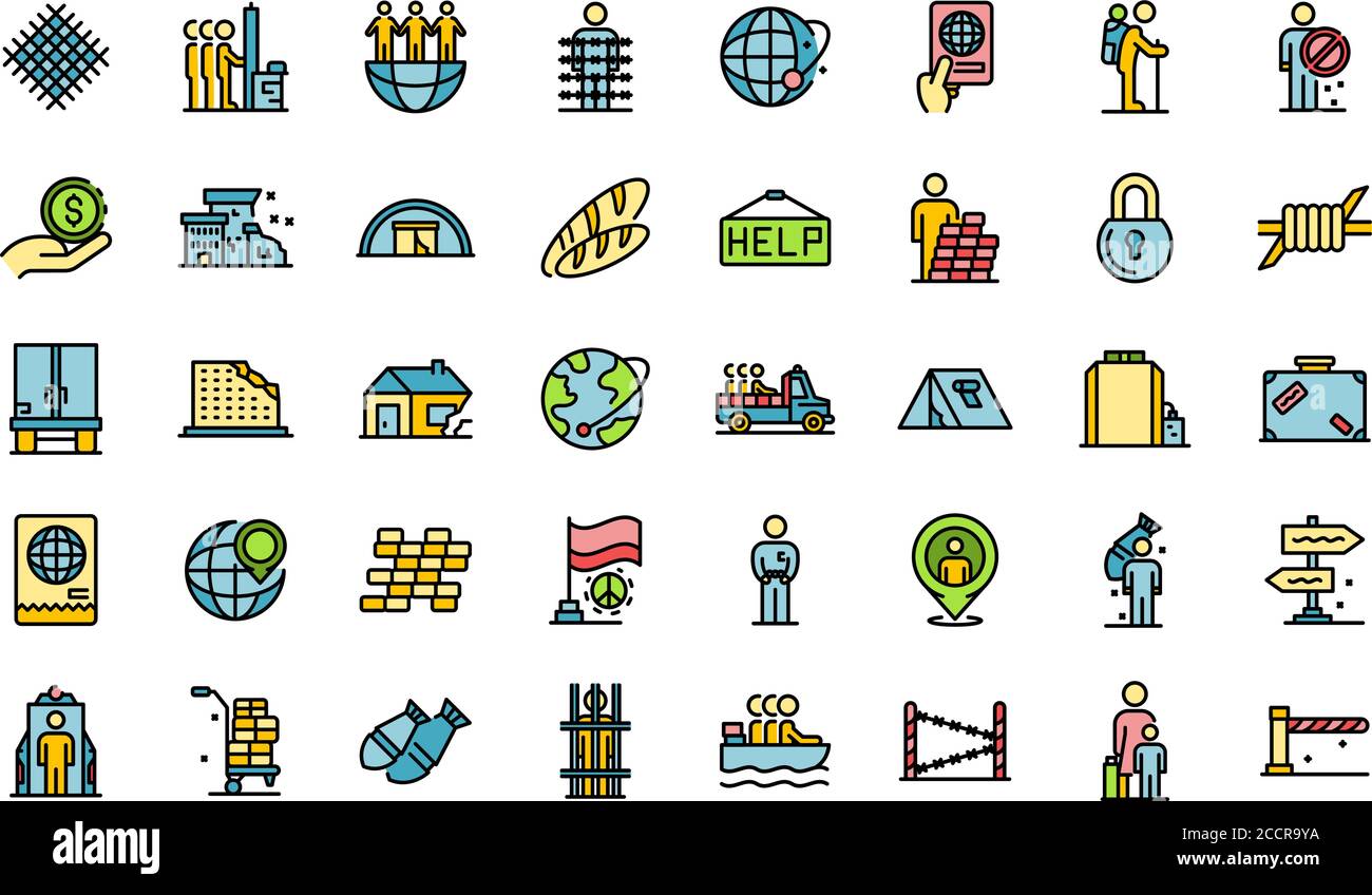 Illegal immigrants icons set vector flat Stock Vector