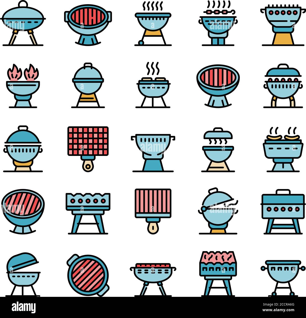 Brazier icons set vector flat Stock Vector