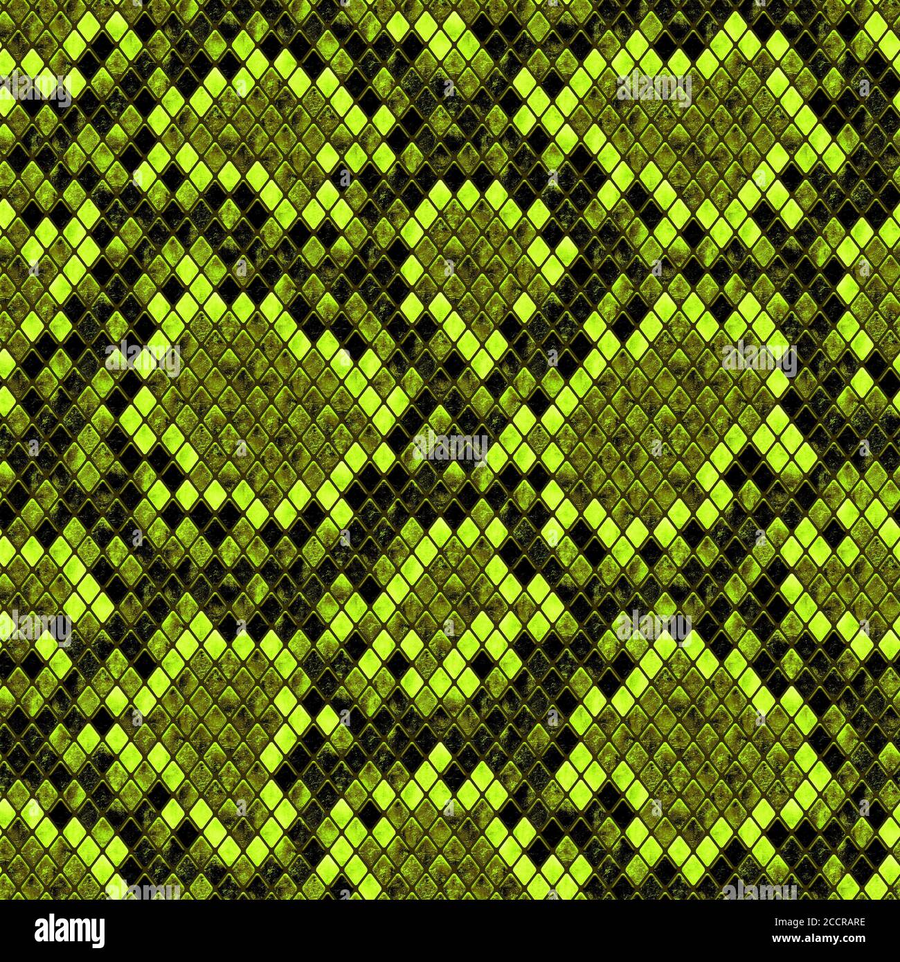 Snakeskin seamless pattern. Black and yellow green reptile repeating