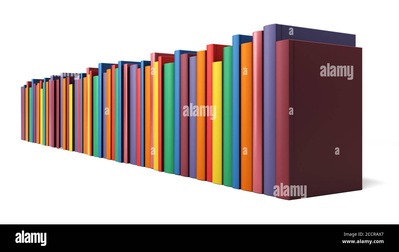 Color books in line isolated on a white background Stock Photo - Alamy