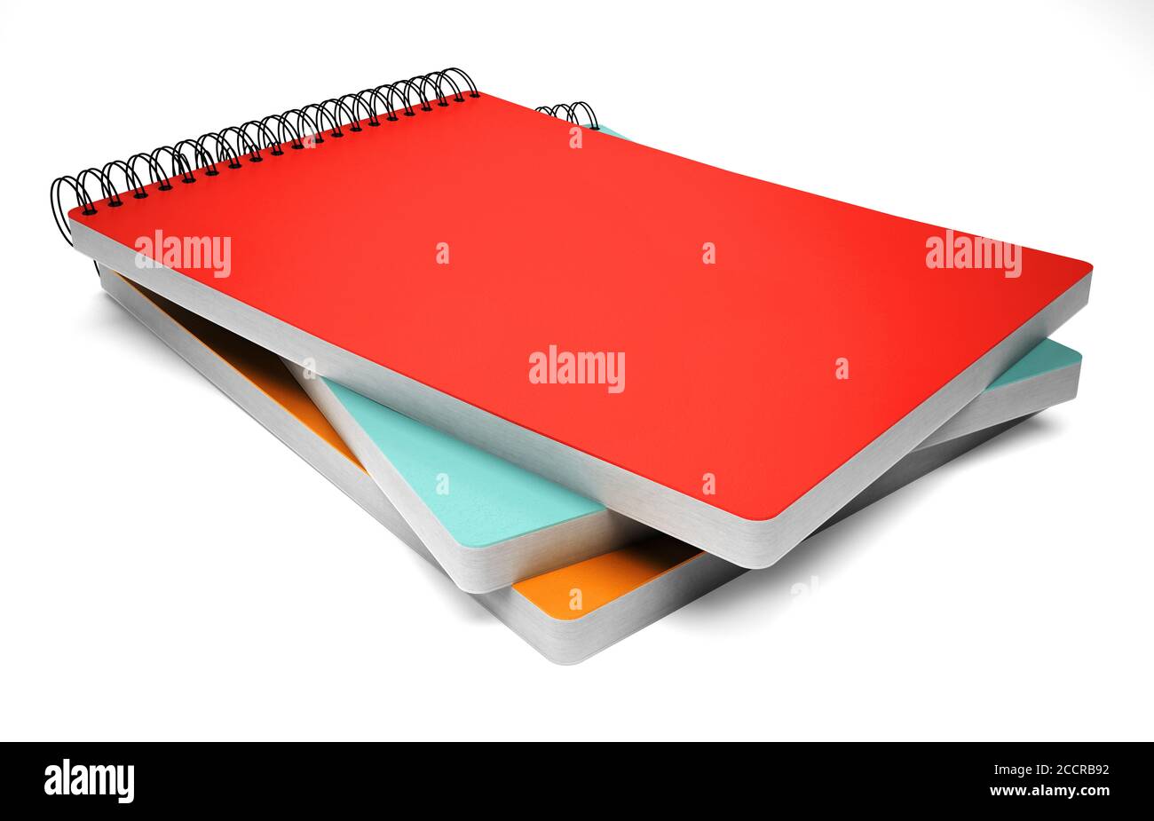 Stack colorful of ring binder notebook isolated on white Stock Photo