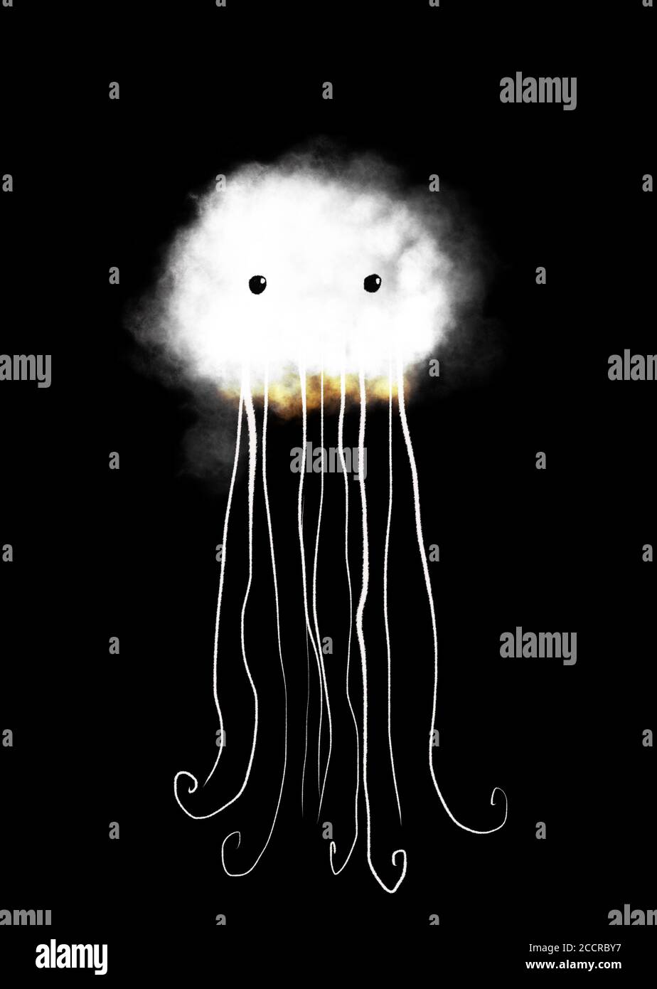 a weird jellyfish like alien monster illustration Stock Photo