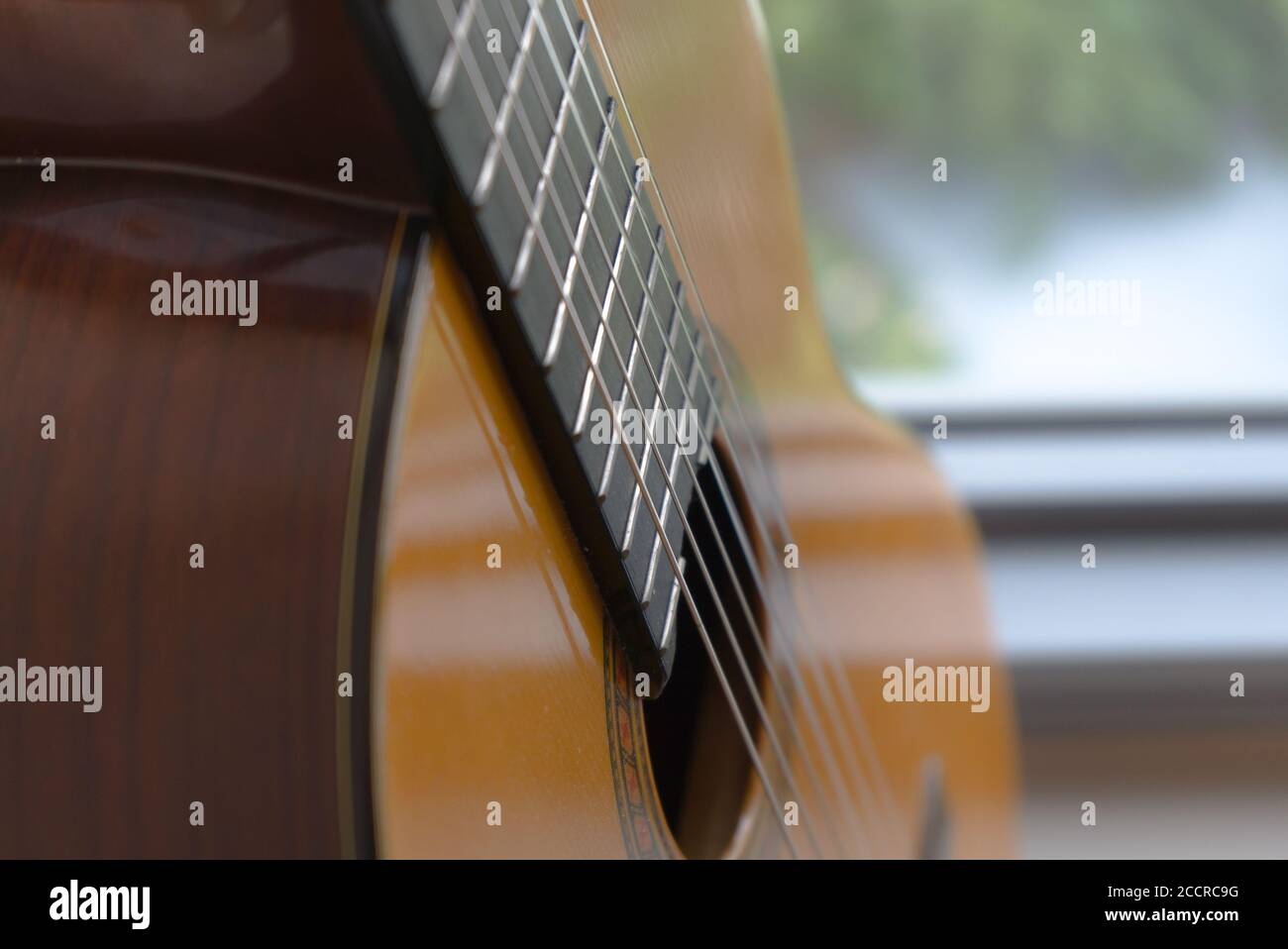 Closeup shot of Classical Guitar body Stock Photo Alamy