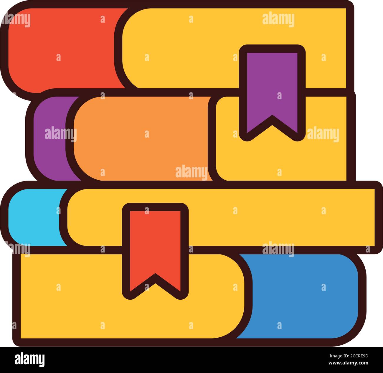 pile textbooks school line and fill style icon vector illustration ...