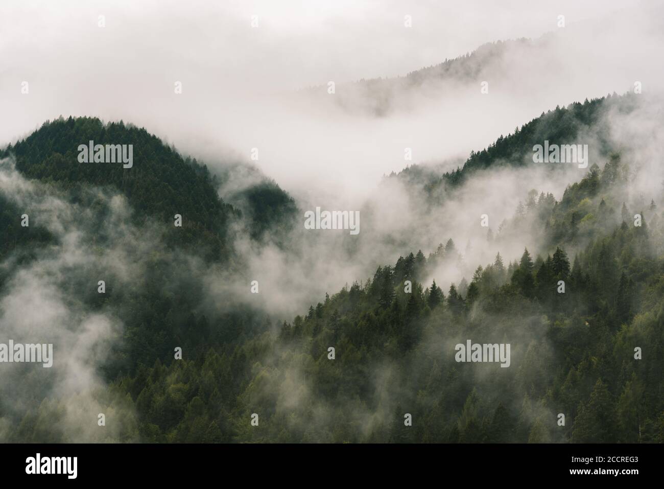 Clouds and fog cover the dolomites in Italy Stock Photo - Alamy