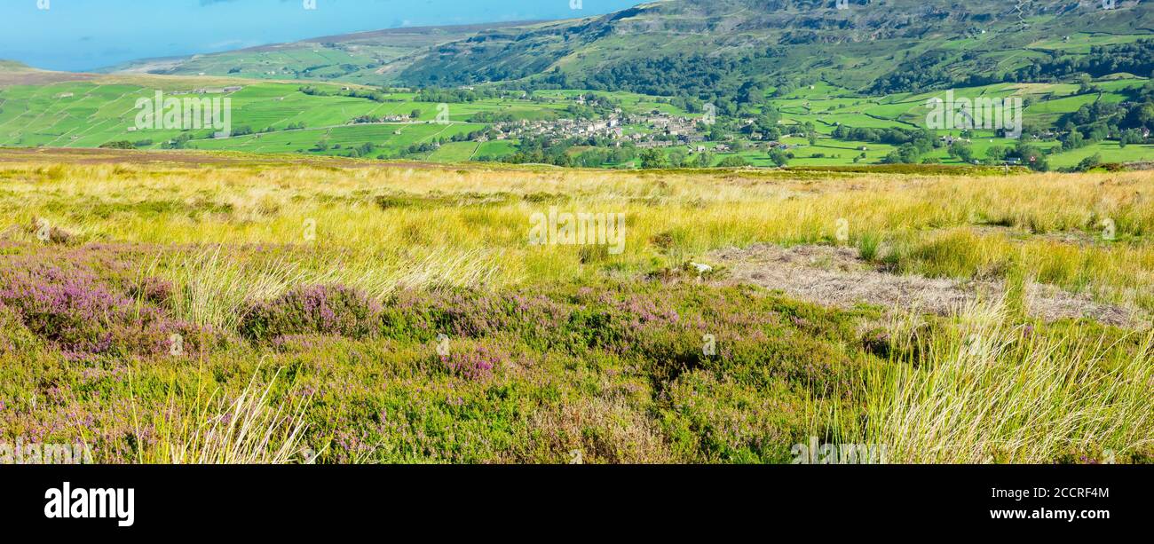 Reeth A panoramic view of the Dales Village of Reeth from Grinton moor in the ...