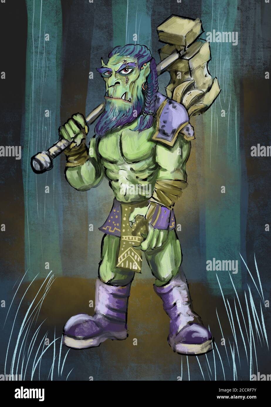 Illustration of a fantasy Orc character Stock Photo