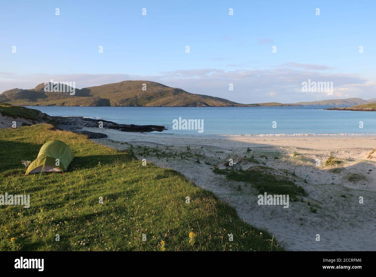 Wild Camping Bagh A Deas Beach The Hebridean Way Vatersay Isle Of Barra Outer Hebrides Highlands Scotland Uk Stock Photo Alamy