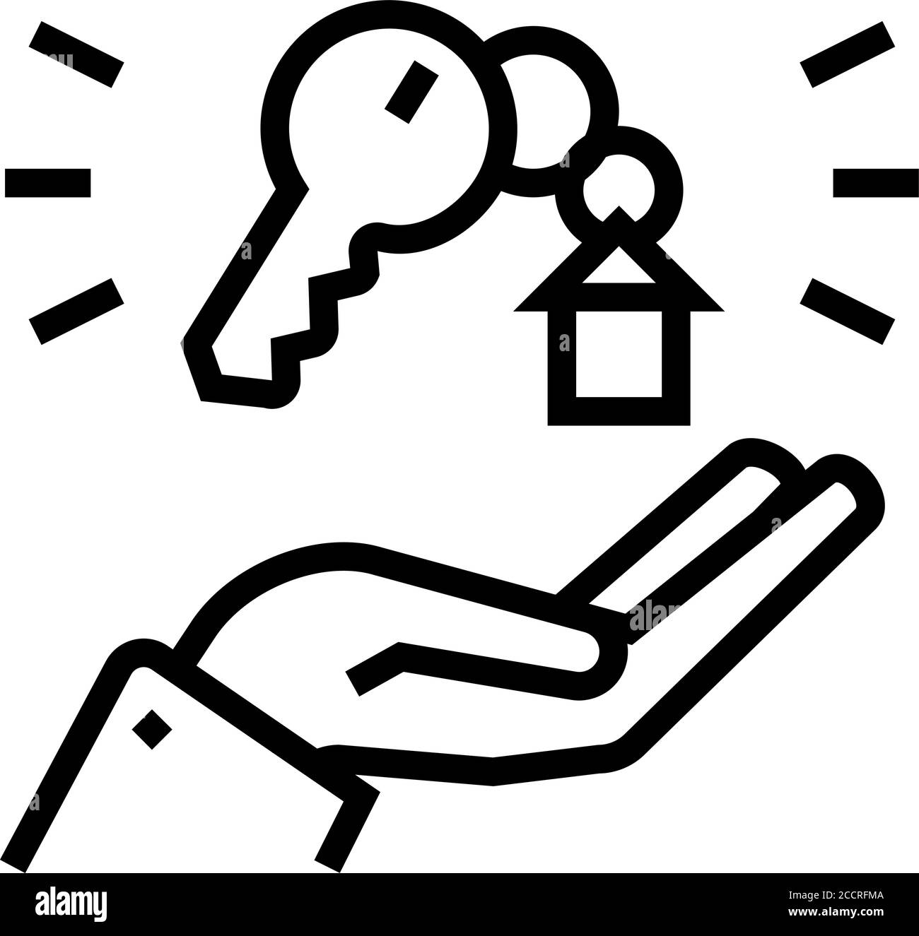 hand holding house key line icon vector illustration Stock Vector Image ...