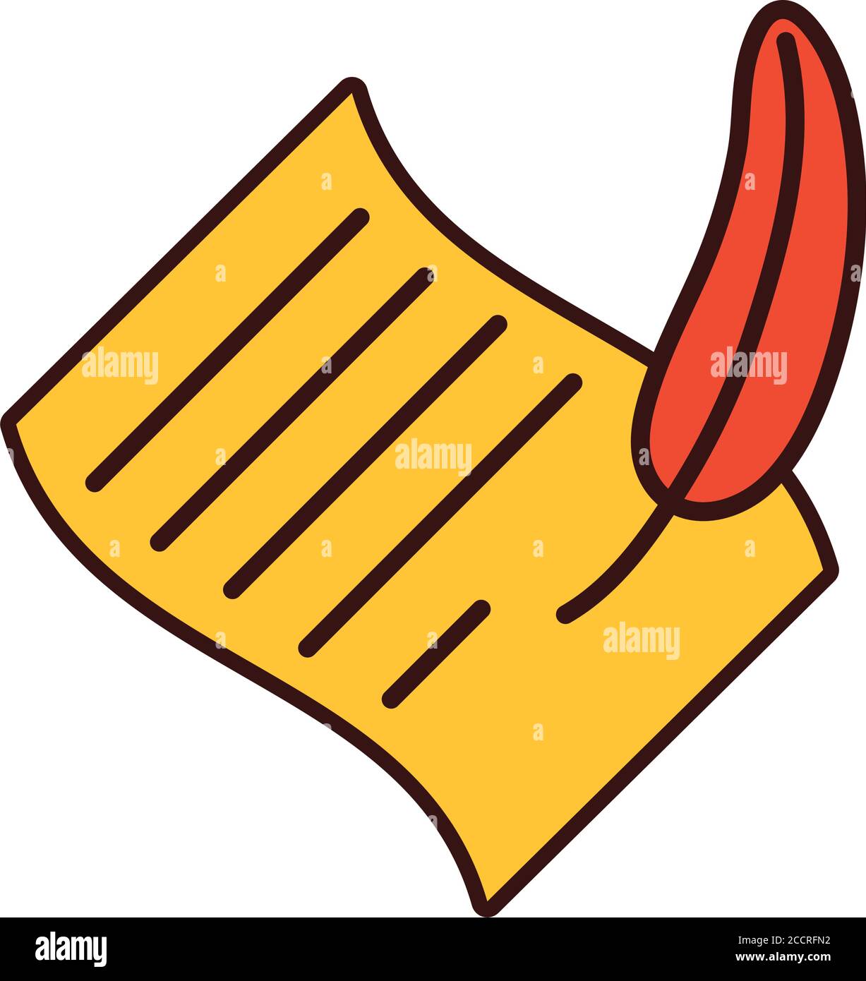 paper sheet document with feather line and fill style icon vector ...