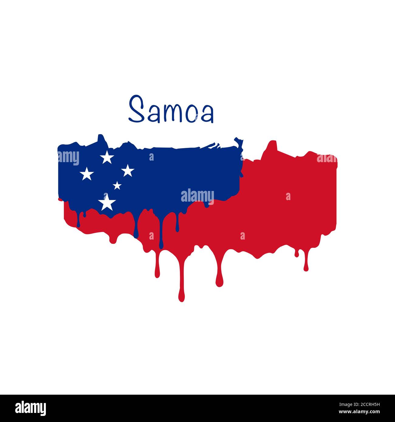 Painted Samoa flag, Samoa flag paint drips. Stock vector illustration isolated on white background Stock Vector