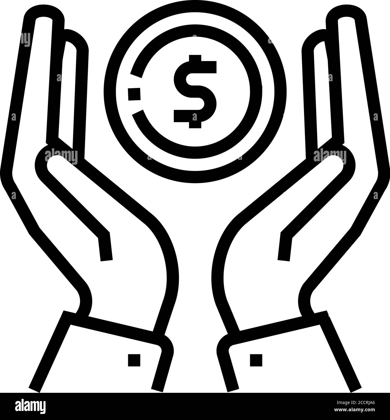 hands holding coin line icon vector illustration Stock Vector Image ...