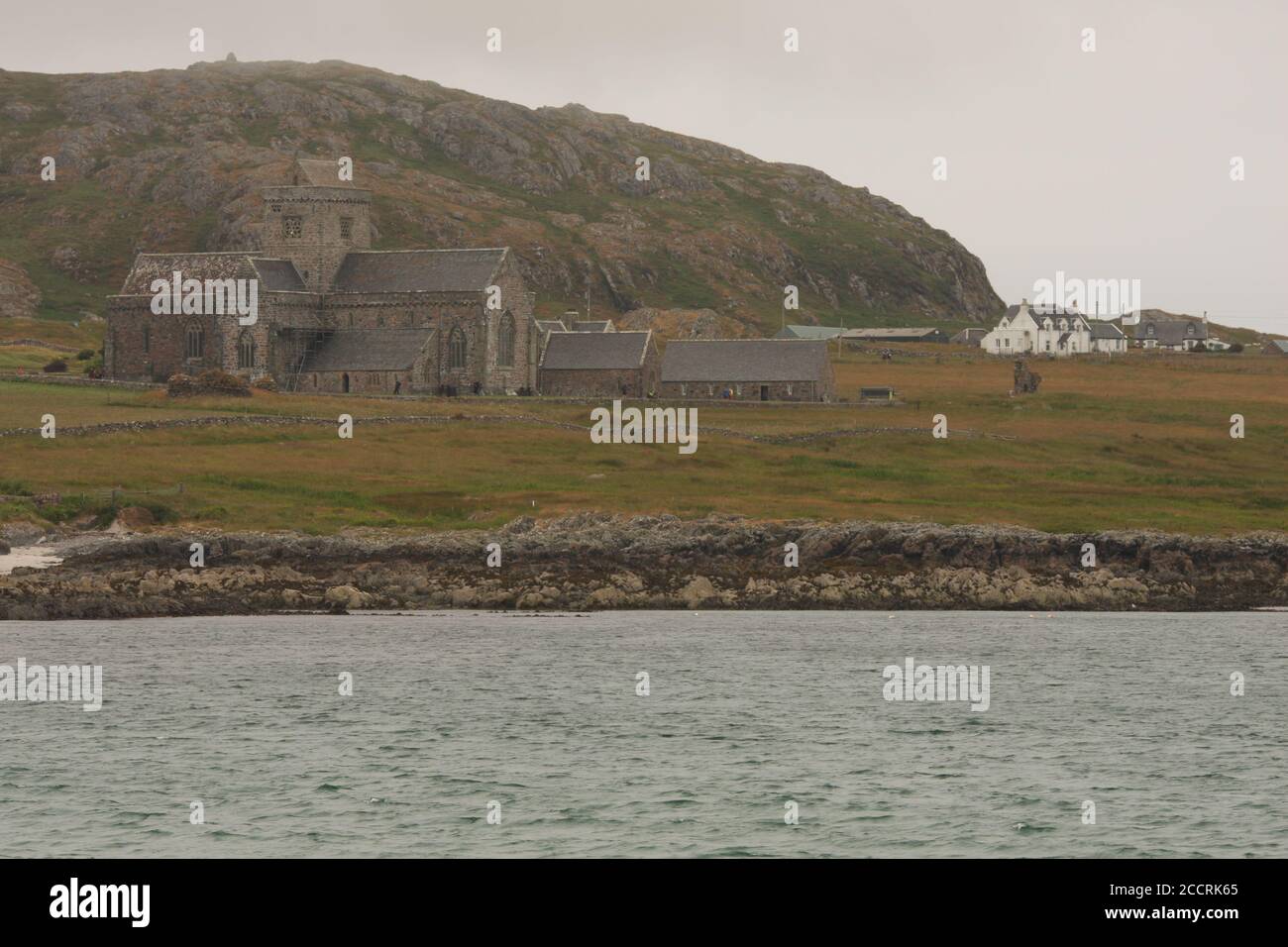 Iona Abbey, Isle of Iona, Scotland, from the ferry Stock Photo