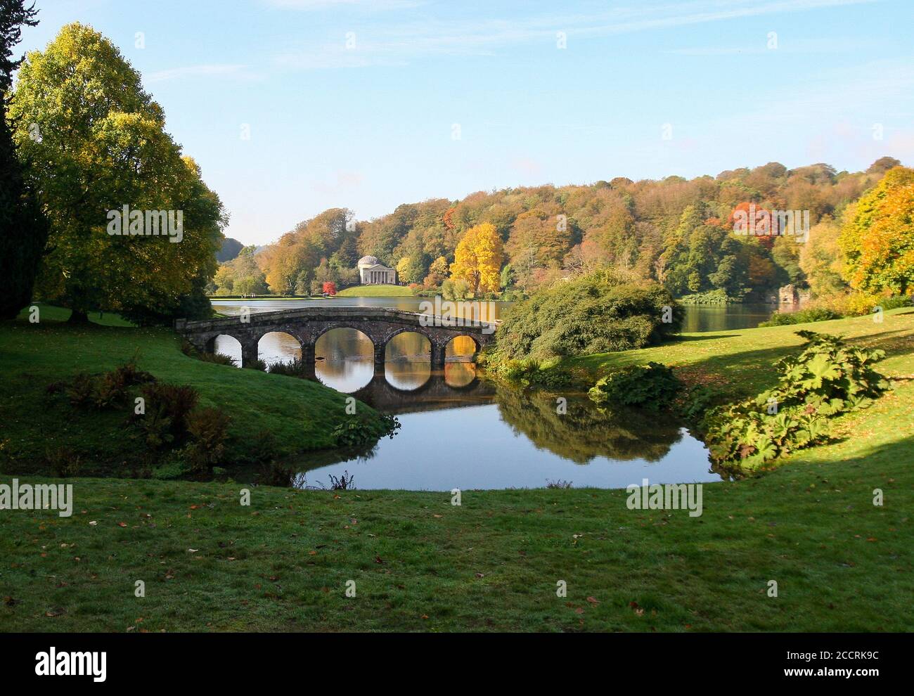 Stourhead, Wiltshire. Famous Gardens designed by Henry Hoare in the 18th century and now run by the National Trust in England. Stock Photo