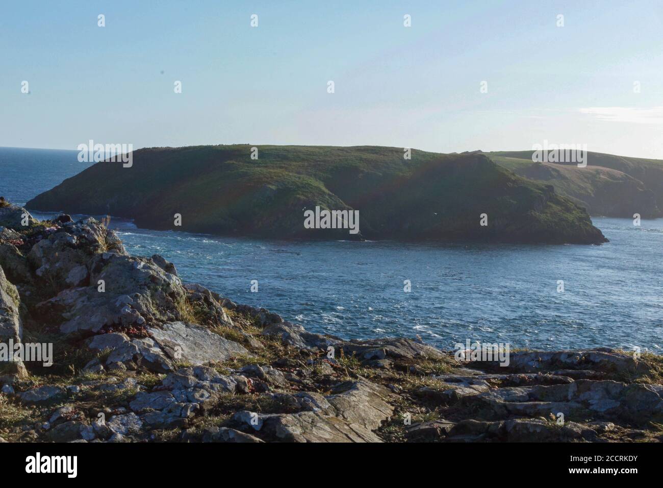 Uninhabited islands, taken from the coast of mainland Stock Photo