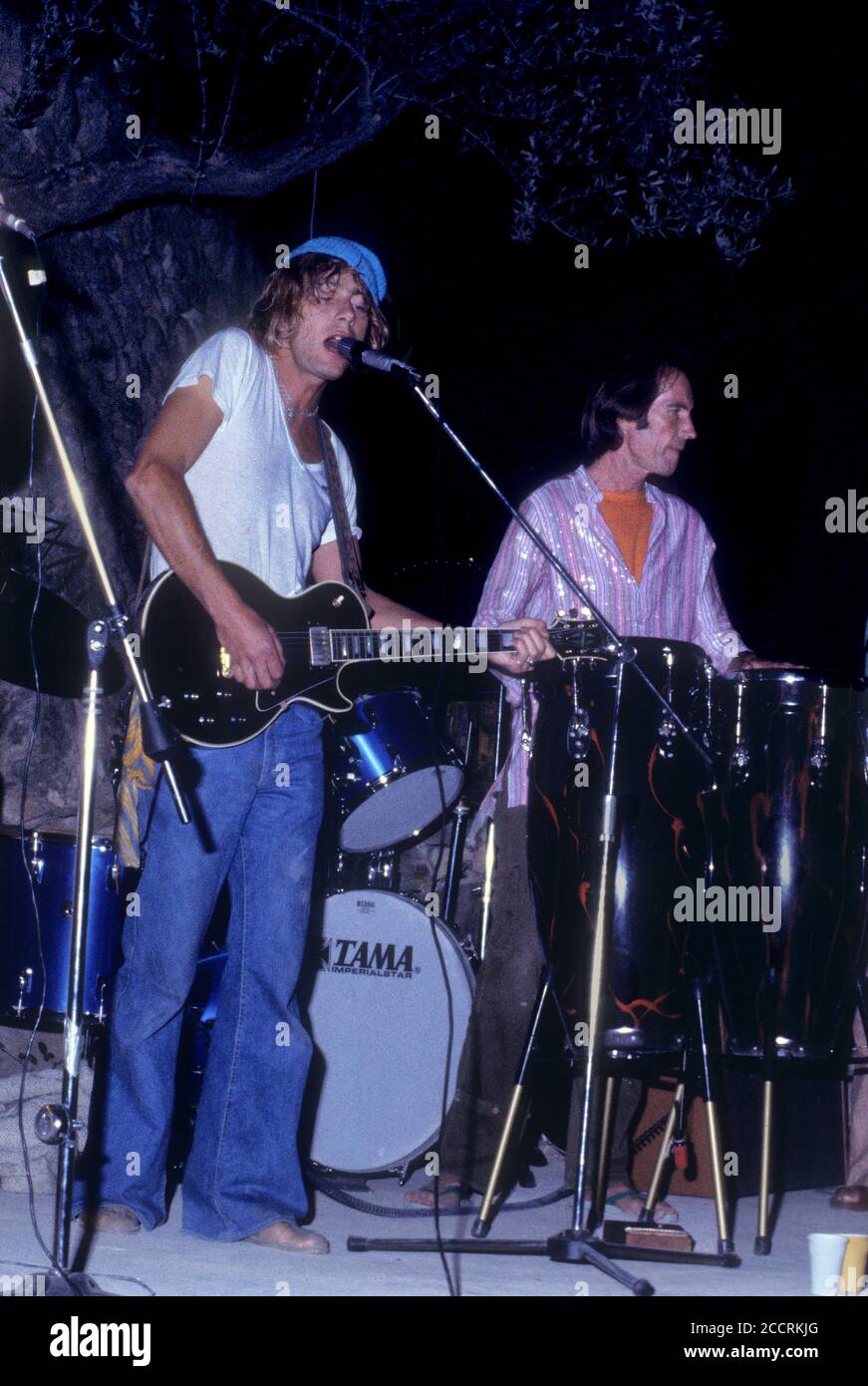 Kevin Ayers and Matias Klarwein at a jam session held in the town of Deia where they resided in 1979.  Majorca. Spain Stock Photo
